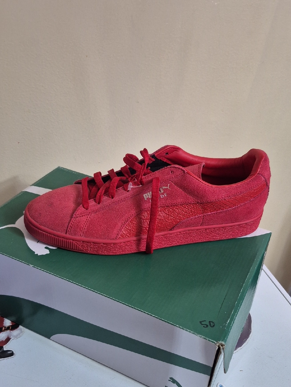 Puma Red Suede Low-Top Sneaker